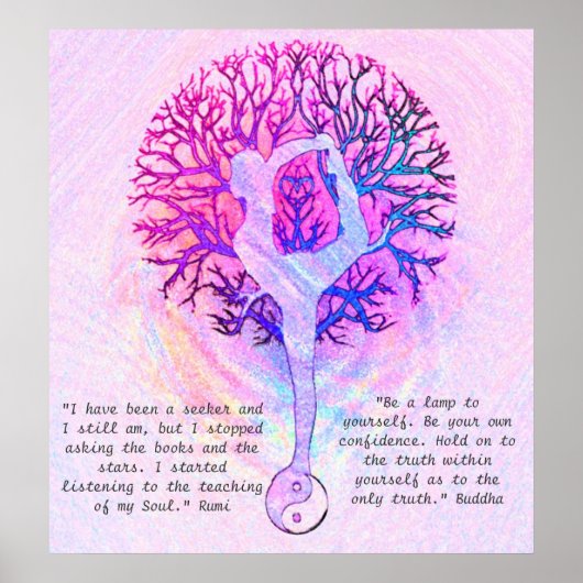 Pas dit Poster aan - Roze Yoga Yin Yang (Voorkant)