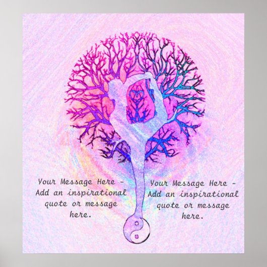 Pas dit Poster aan - Roze Yoga Yin Yang (Voorkant)