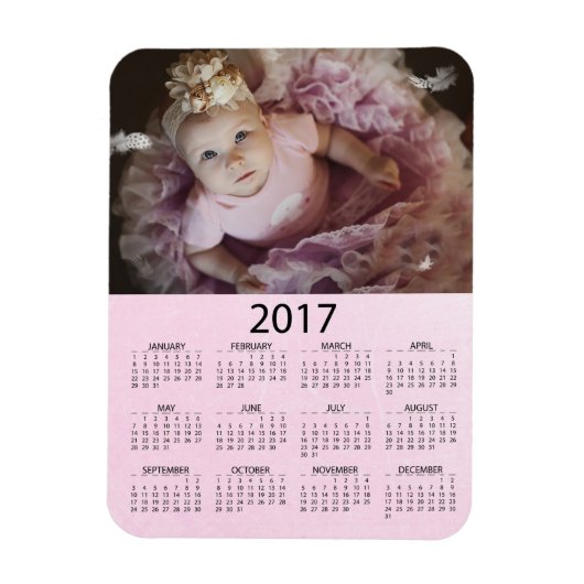 Pas dit Roze 2017 Mini Calendar aan Magneet (Verticaal)