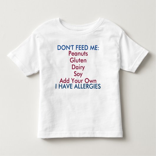 Pas dit Shirt van Allergie voor Toddlers aan (Voorkant)