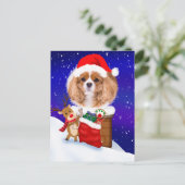 Pas Dog Santa Rooftop Reindeur met Geschenken aan Briefkaart (Staand voorkant)