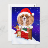 Pas Dog Santa Rooftop Reindeur met Geschenken aan Briefkaart (Voorkant / Achterkant)
