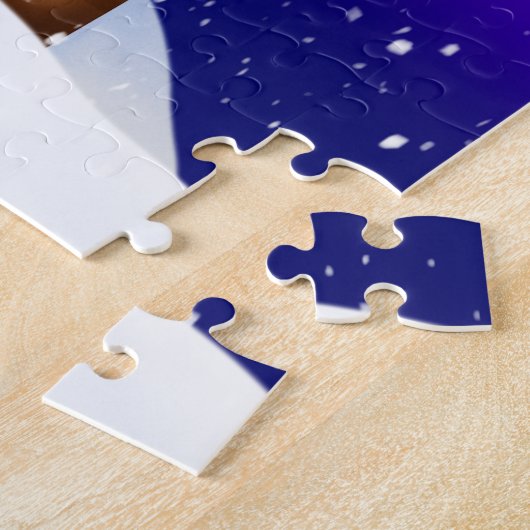 Pas Dog Santa Rooftop Reindeur met Geschenken aan Legpuzzel (Zijkant)