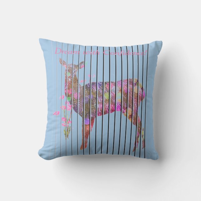 Pas Dream aan met Deer, Flowers Kussen (Voorkant)