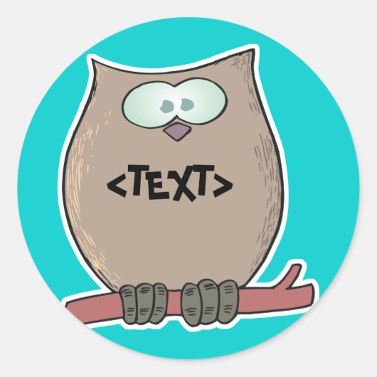 Pas een Owl aan,<TEXT> Ronde Sticker (Voorkant)