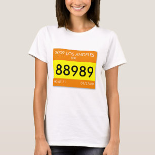Pas een uniek shirt aan met uw race bib info!
