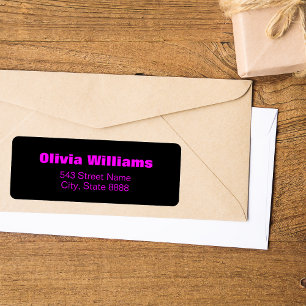 Pas eenvoudige neon magenta in Elegant Zwart aan Etiket