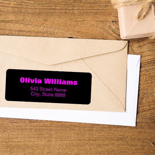 Pas eenvoudige neon magenta in Elegant Zwart aan Etiket