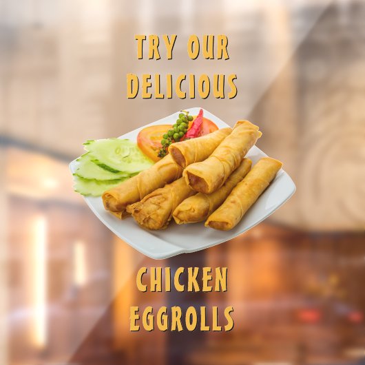 Pas Eggrolls Chinees Restaurant Eten Aan Raamsticker (Vel 2)