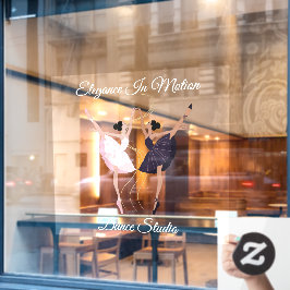 Pas Elegant Paar Dansende Ballerina's Studio Aan Raamsticker