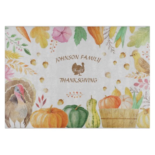 Pas Familienaam Traditionele Thanksgiving aan Snijplank (Voorkant)