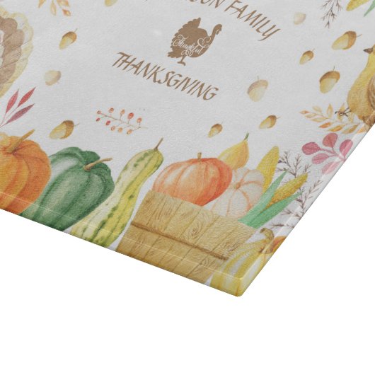 Pas Familienaam Traditionele Thanksgiving aan Snijplank (Hoek)