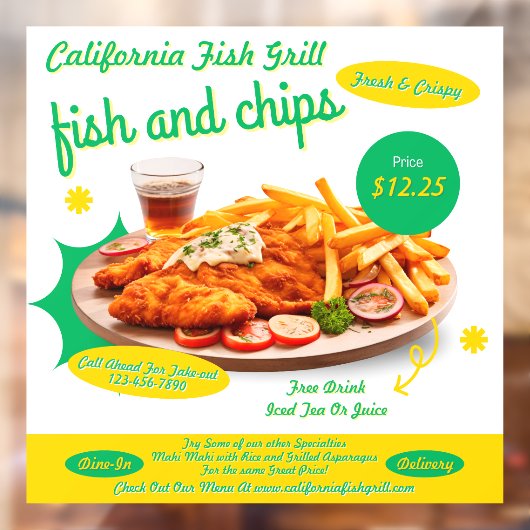 Pas Fish and Chips Cafe Sales Promo aan Raamsticker (Vel 2)