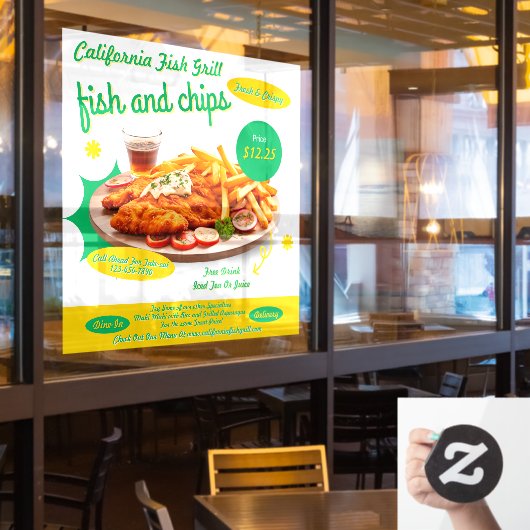 Pas Fish and Chips Cafe Sales Promo aan Raamsticker (Restaurant Raam)