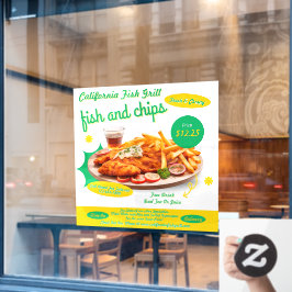 Pas Fish and Chips Cafe Sales Promo aan Raamsticker