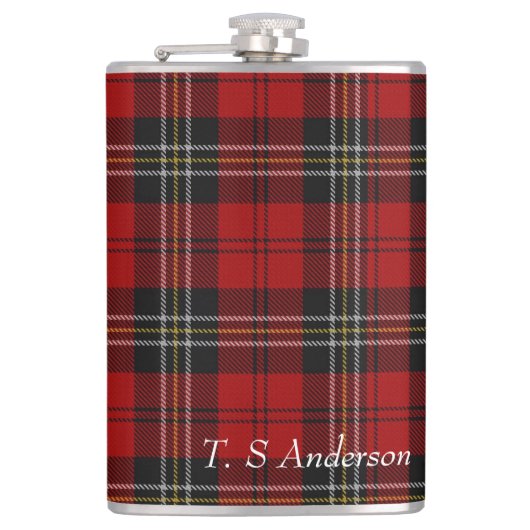 Pas Flask aan - Rode Tartan Macpherson Clan Heupfles (Voorkant)