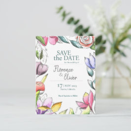 Pas Floral aan geschetst sparen de Datum Briefkaart