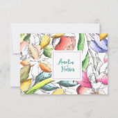 Pas Floral aan geschetst sparen de Datum Save The Date (Achterkant)