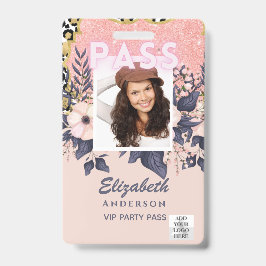 PAS Foto ID - Moppige Bloemen Glitters Trendend Badge