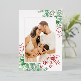 Pas Foto Rode Kerstmis aan Folie Feestdagenkaart