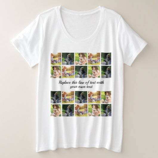 Pas fotocollage en tekst aan grote maat t-shirt (Design voorkant)