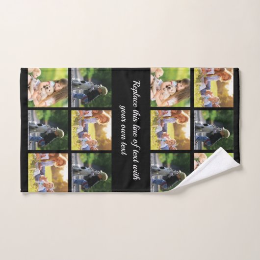 Pas fotocollage en tekst aan handdoek (Handdoek)