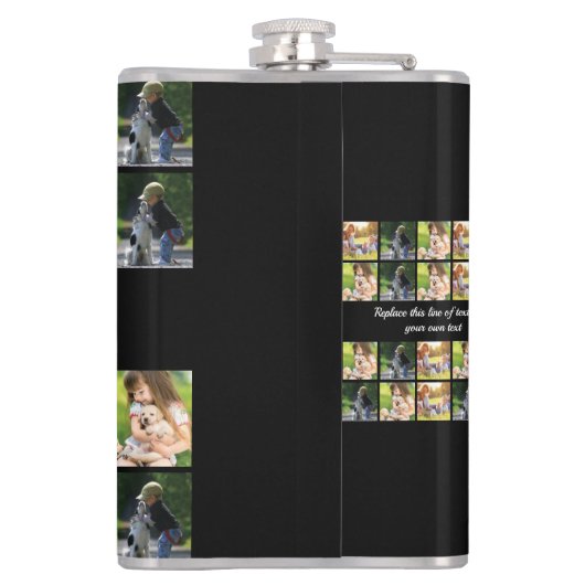 Pas fotocollage en tekst aan heupfles (Achterkant)