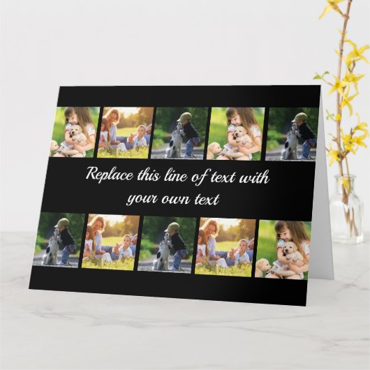 Pas fotocollage en tekst aan kaart (Gele Bloem)