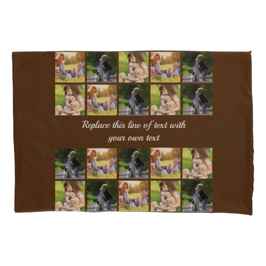 Pas fotocollage en tekst aan kussensloop (Voorkant)