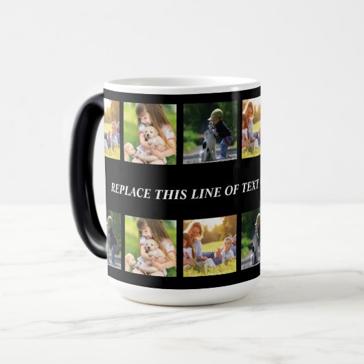 Pas fotocollage en tekst aan magische mok (Voorkant links)