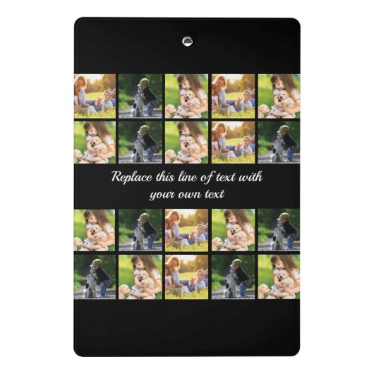 Pas fotocollage en tekst aan mini klembord (Achterkant)