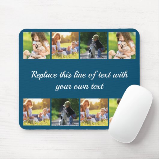 Pas fotocollage en tekst aan muismat (Met muis)