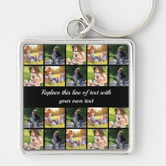 Pas fotocollage en tekst aan sleutelhanger (Voorkant)