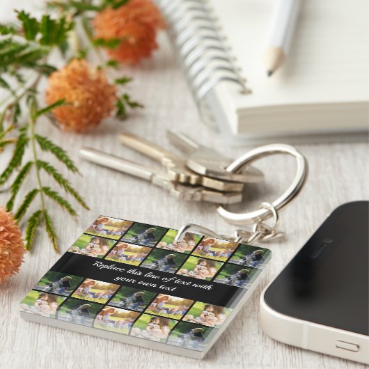 Pas fotocollage en tekst aan sleutelhanger (Voorkant Rechts)