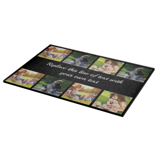 Pas fotocollage en tekst aan snijplank (Hoek)