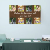 Pas fotocollage en tekst aan spandoek (Beurs)