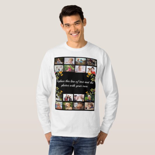 Pas fotocollage en tekst aan t-shirt (Voorkant volledig)