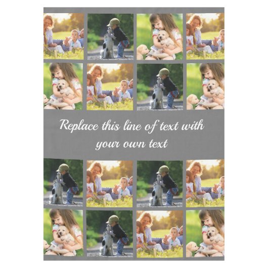 Pas fotocollage en tekst aan tafelkleed (Voorkant)