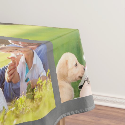 Pas fotocollage en tekst aan tafelkleed (Voorbeeld)