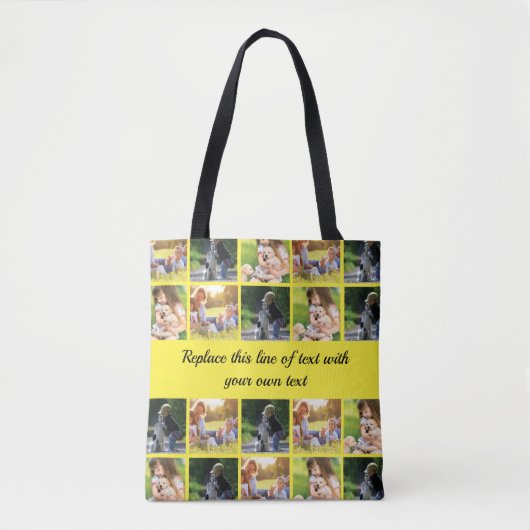 Pas fotocollage en tekst aan tote bag (Voorkant)