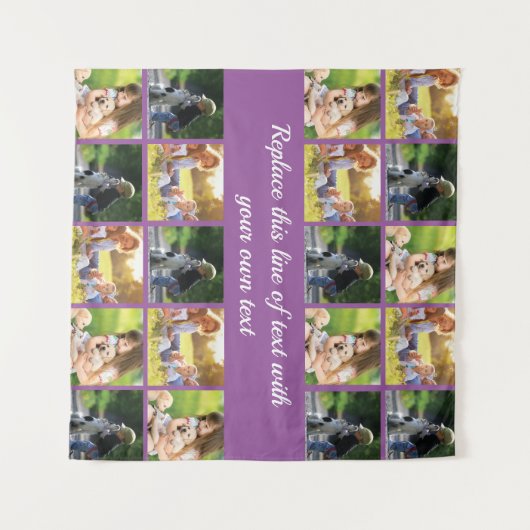 Pas fotocollage en tekst aan wandkleed (Voorkant (horizontaal))