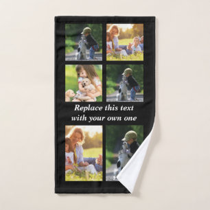Pas fotocollage en tekst Hoesje-Mate iPhon aan Handdoek
