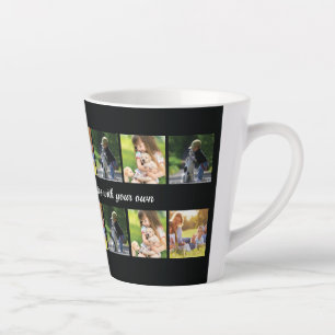 Pas fotocollage en tekst latte mok aan