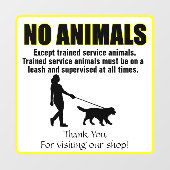 Pas geen dieren aan, behalve getrainde servicehond raamsticker (Vel)