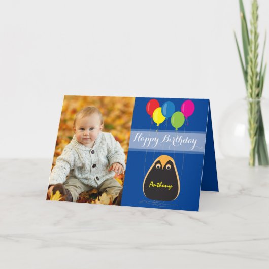 Pas Gelukkige Verjaardag met een Gelukkige Uil aan Kaart (Voorkant)