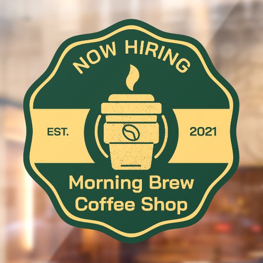 Pas Generic Coffee Shop Nu Aanwerving Front aan Raamsticker (Vel 2)