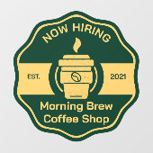 Pas Generic Coffee Shop Nu Aanwerving Front aan Raamsticker (Vel)
