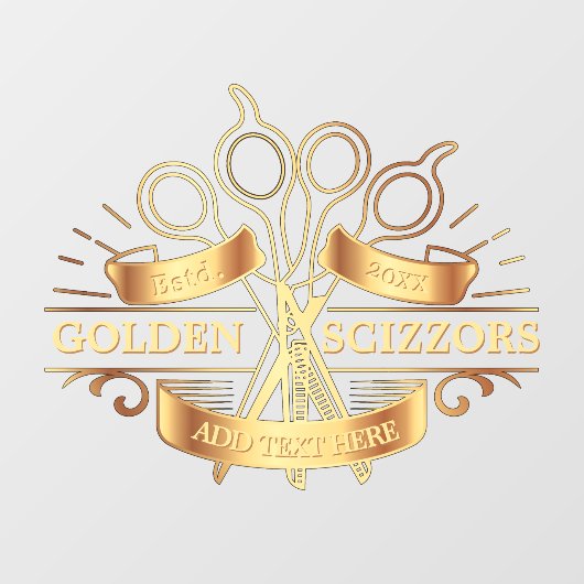 Pas Generic Gouden Kapperszaak Haar Salon Voorkant Raamsticker (Vel)