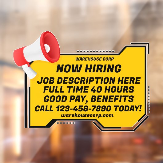 Pas Generic Loud Speaker Now Hiring aan Raamsticker (Vel 2)