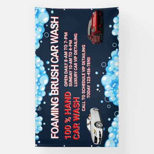 Pas generieke grote autowaszaken aan spandoek (Verticaal)